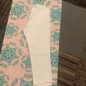 White ankle length jean pants
